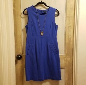 Sleeveless Ponte Dress with Pockets - blue